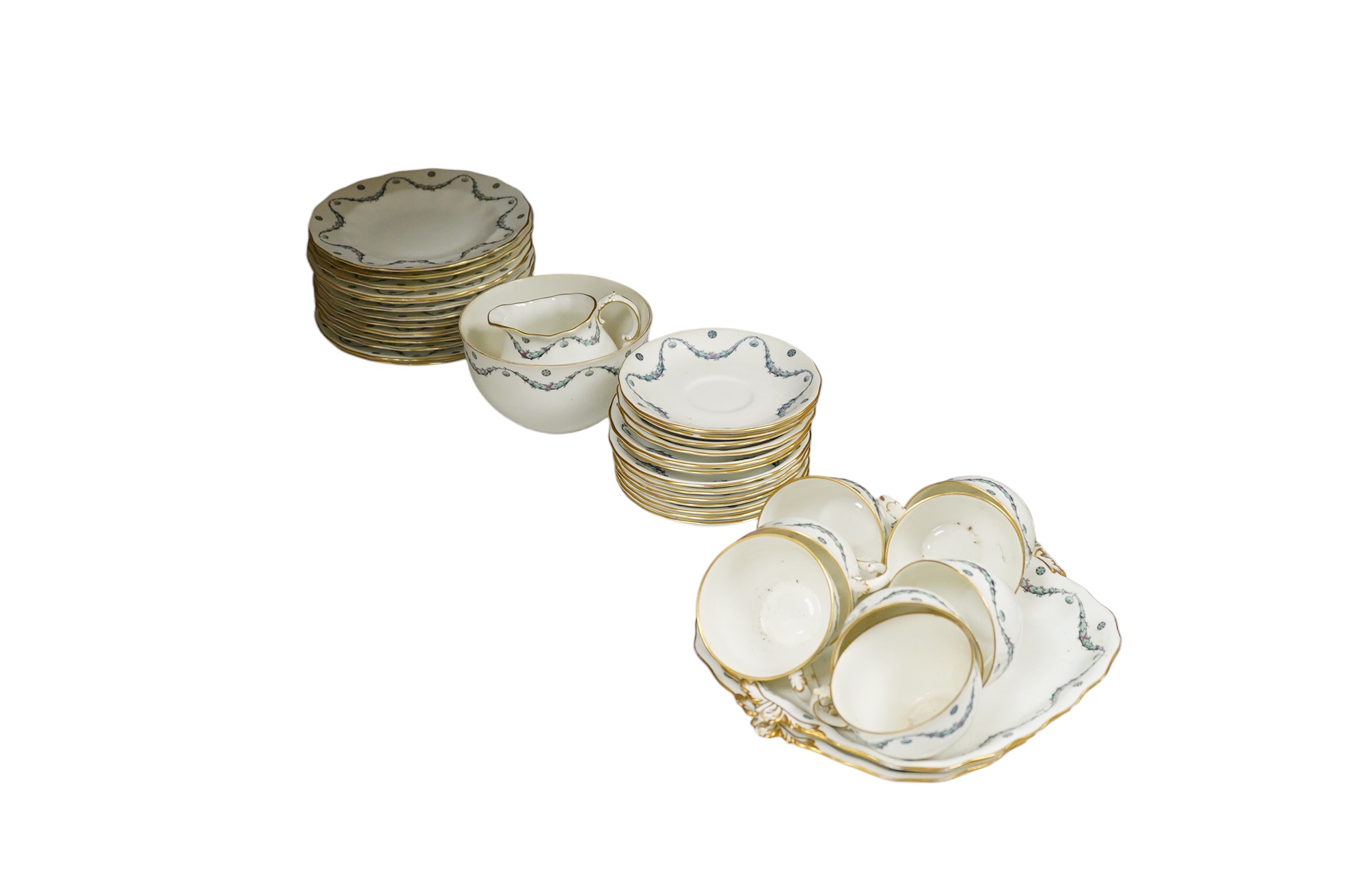 A Royal crown Derby six person tea set including two cake sandwich plates